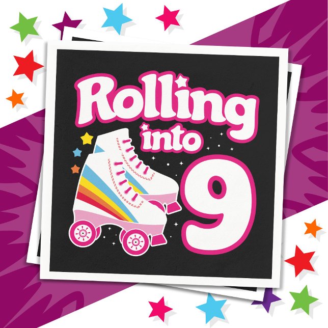 9th Birthday Roller Skating 9 Years Old Skate Napkins (Creator Uploaded)