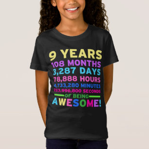 9th Birthday Shirt Boy Girl Nine Years of Awesome