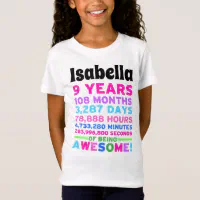 9th Birthday Shirt Girl Nine Years of Awesome