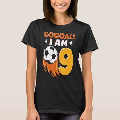 9th Birthday Soccer Themed Birthday Party 9 Years  T_Shirt