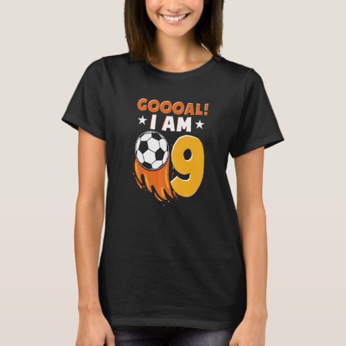 9th Birthday Soccer Themed Birthday Party 9 Years  T_Shirt