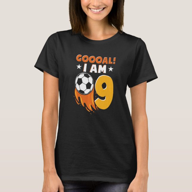 9th Birthday Soccer Themed Birthday Party 9 Years  T-Shirt (Front)