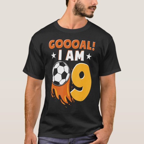 9th Birthday Soccer Themed Birthday Party 9 Years  T_Shirt