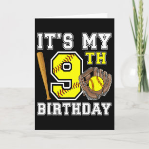 9th Birthday Softll Girl 9 Year Old Softll Player Card