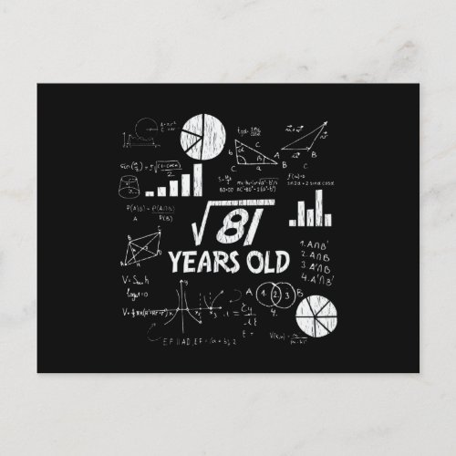 9th Birthday Square Root of 81 _ 9 Years Old Bday Postcard