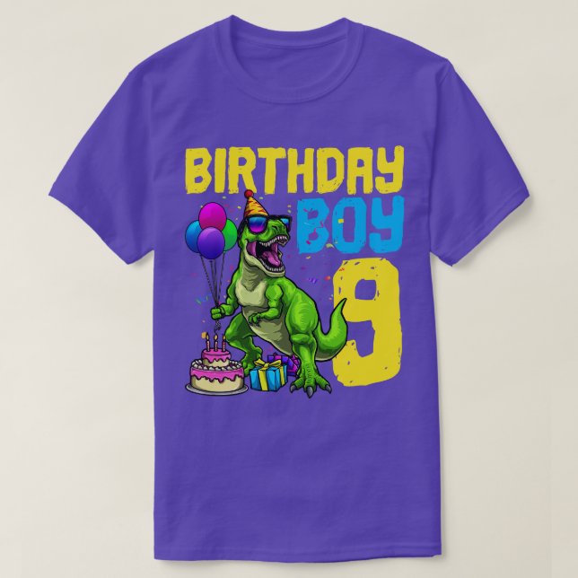9th Birthday TRex Dinosaur Birthday Boy T-Shirt (Design Front)