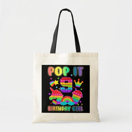 9th Birthday Unicorn Fidget Pop It Birthday Girl Tote Bag