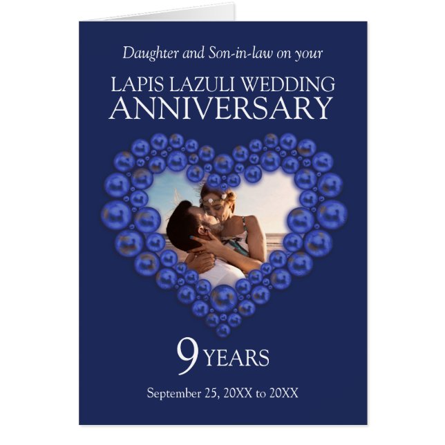 9th blue Lapis Lazuli wedding anniversary card (Front)