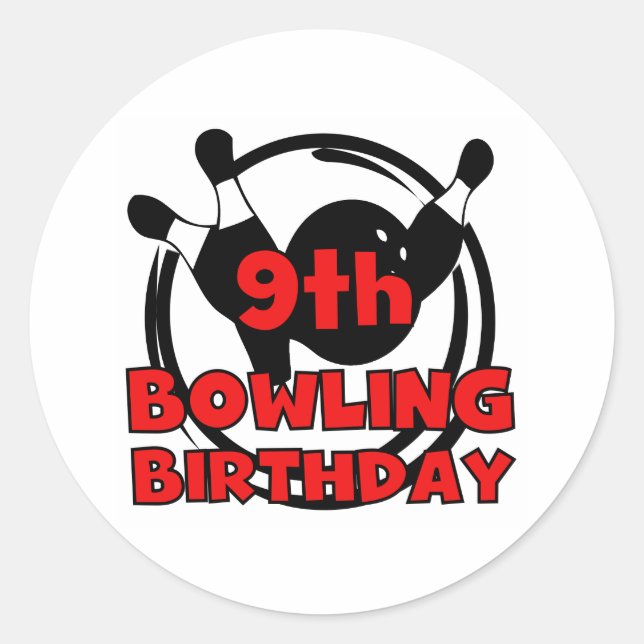 9th Bowling Birthday Classic Round Sticker (Front)