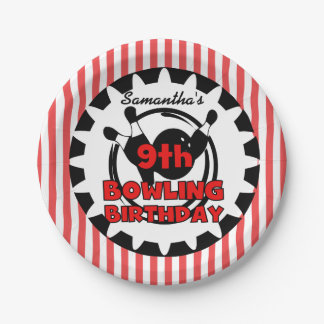 9th Bowling Sports Birthday Paper Plates