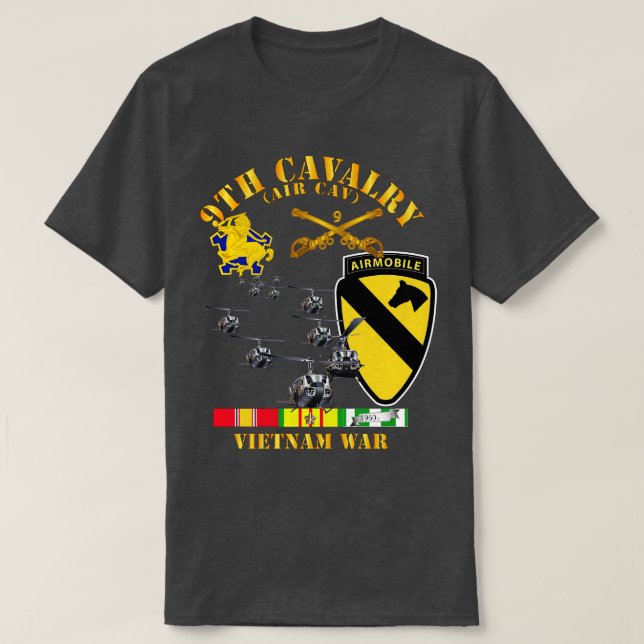9th Cavalry Air Cav 1st Cav Division w SVC T-Shirt (Design Front)