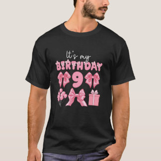 9th Coquette Themed Birthday Nine Year Old Girl Co T-Shirt