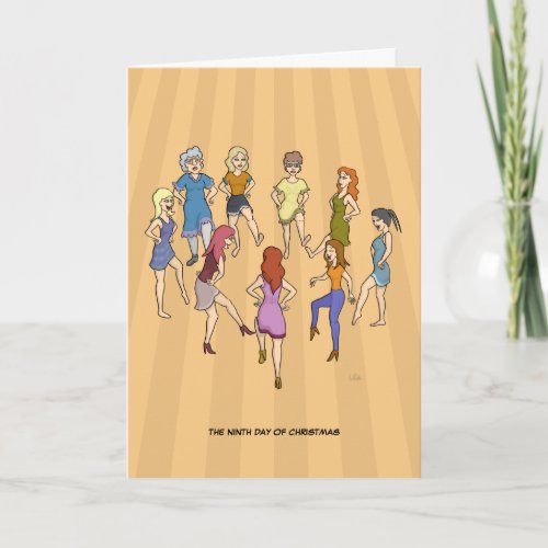 9th Day of Christmas Nine Ladies Dancing Card