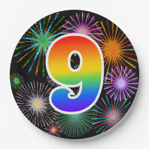 9th Event - Fun, Colorful, Bold, Rainbow 9 Paper Plates