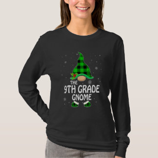 9th Grade Gnome Buffalo Plaid Matching Family Chri T-Shirt