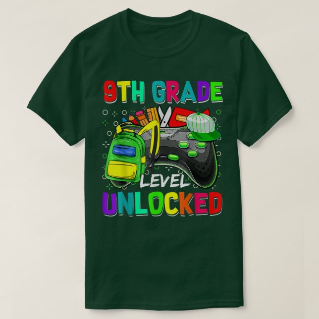 9th Grade Level Unlocked Video Game Back to School T-Shirt (Design Front)