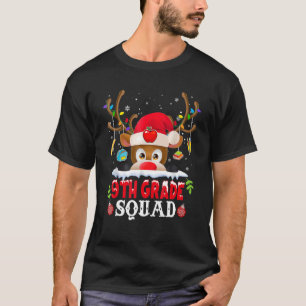 9th Grade Squad Plaid Reindeer Santa Hat Teacher C T-Shirt