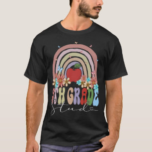 9th Grade Stud Back To School Rainbow Retro Groovy T-Shirt