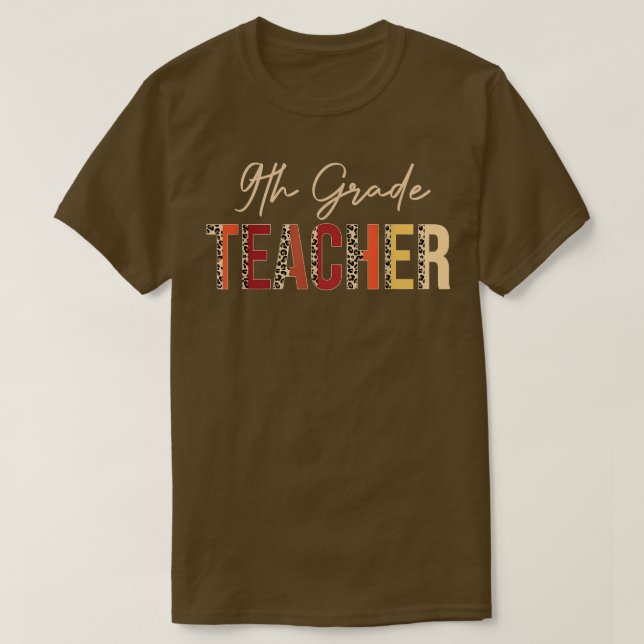 9th Grade Teacher leopard Fall Autumn Lovers Thank T-Shirt (Design Front)
