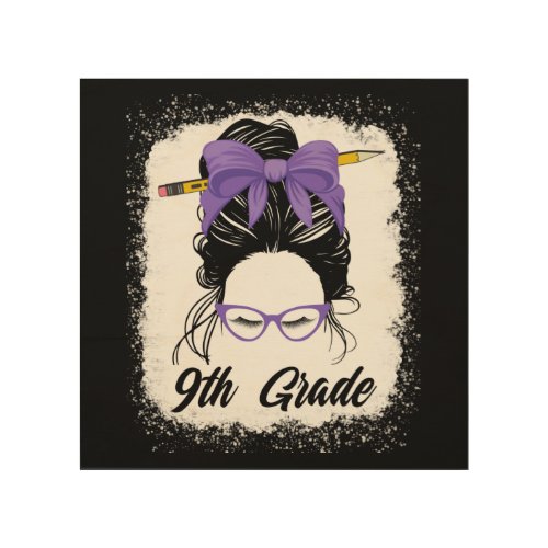 9th grade teacher messy bun women purple