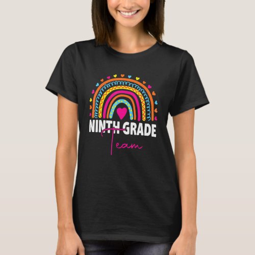 9th Grade Teacher Rainbow Back To School Hello Nin T_Shirt