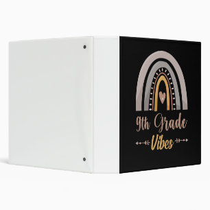 9th Grade Vibes Rainbow Ninth Grade Back to School 3 Ring Binder
