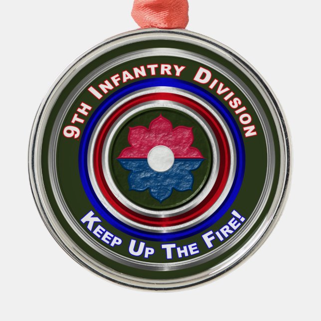 9th Infantry Division Keepsake Christmas Metal Ornament (Front)