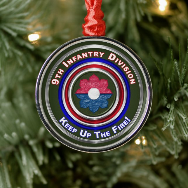 9th Infantry Division Keepsake Christmas Metal Ornament (Tree)