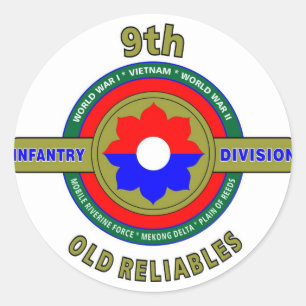 9TH INFANTRY DIVISION "OLD RELIABLES" PRODUCTS CLASSIC ROUND STICKER