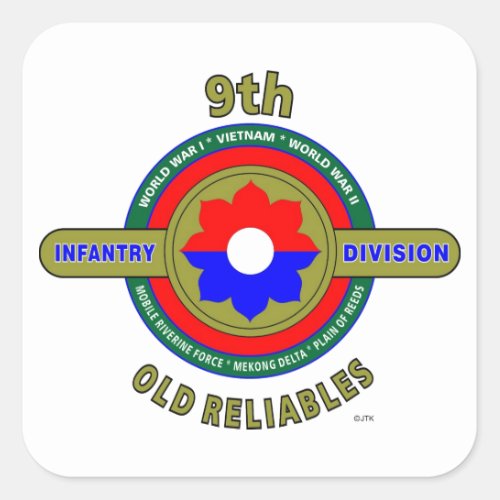 9TH INFANTRY DIVISION OLD RELIABLES SQUARE STICKER