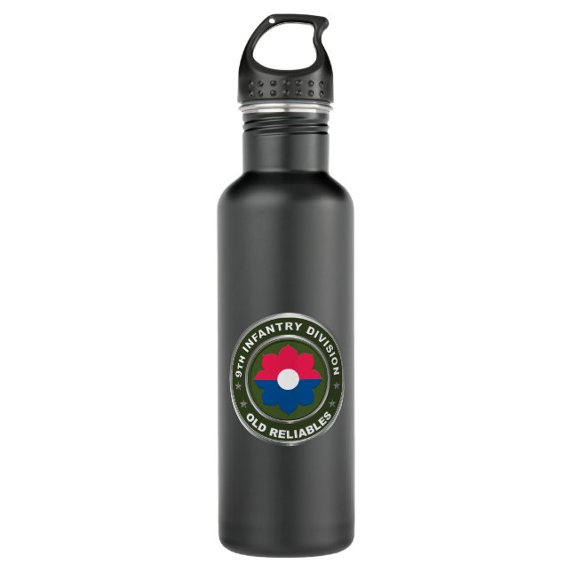 9th Infantry Division  Stainless Steel Water Bottle (Front)