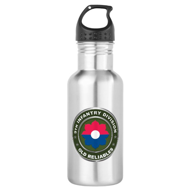 9th Infantry Division  Stainless Steel Water Bottle (Front)