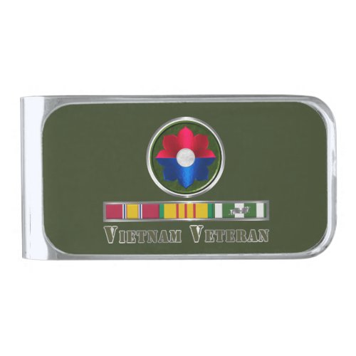 9th Infantry Division Vietnam Veteran  Silver Finish Money Clip