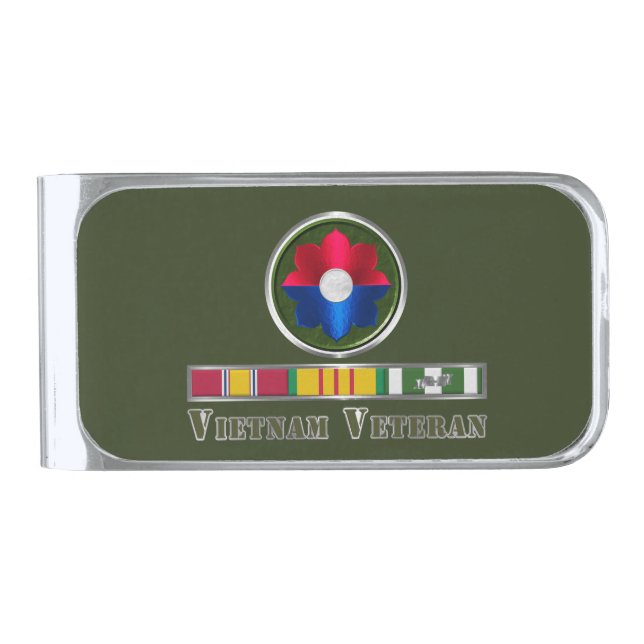 9th Infantry Division Vietnam Veteran  Silver Finish Money Clip (Front)