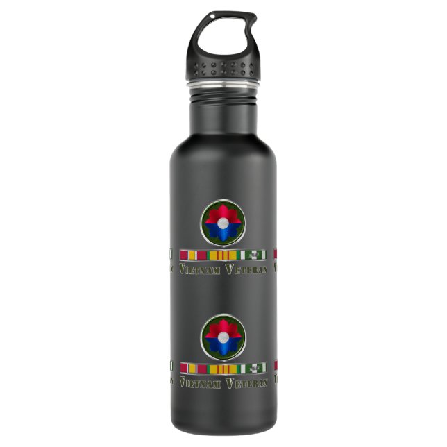 9th Infantry Division Vietnam Veteran Stainless Steel Water Bottle (Front)