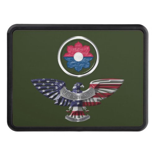 9th Infantry Division with American Flag  Hitch Cover