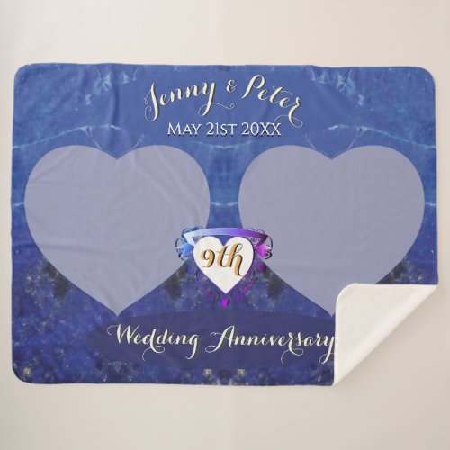 9th Lapis Photos Wedding AnniversarySherpa Blanket