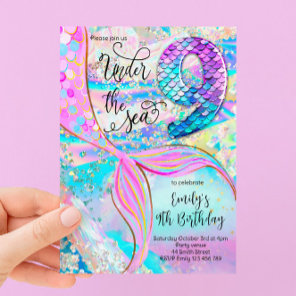 9th Mermaid Birthday Under the Sea Invitation