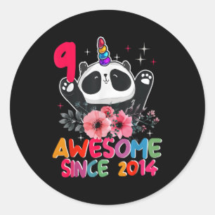 9Th Pandacorn 9 Panda Unicorn Classic Round Sticker