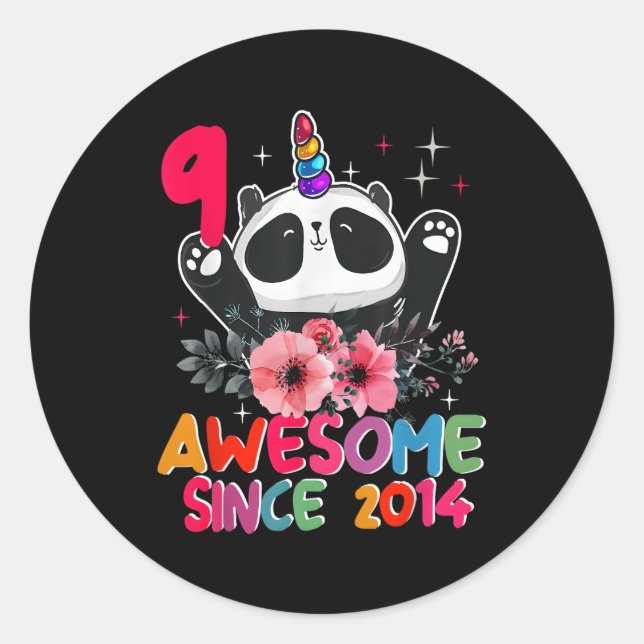 9Th Pandacorn 9 Panda Unicorn Classic Round Sticker (Front)