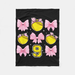 9th Softll Birthday Party 9 Year Old Softll Player Fleece Blanket