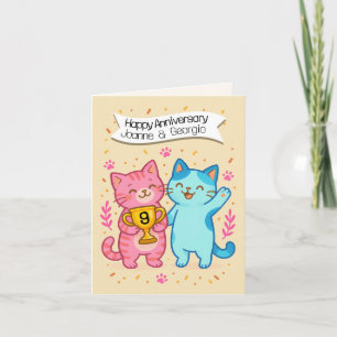 9th wedding anniversary cat lovers card
