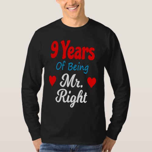 9th Wedding Anniversary for Men Him Mr Right Husba T_Shirt