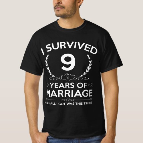 9th Wedding Anniversary Gifts Couples Husband Wife T_Shirt