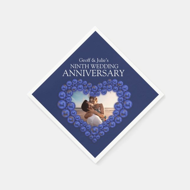 9th Wedding Anniversary heart photo Lapis Lazuli  Napkins (Corner)
