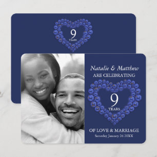 9th wedding Anniversary Lapis Lazuli blue photo Invitation