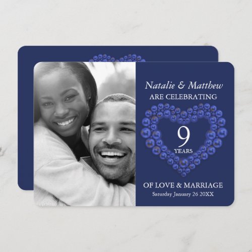 9th wedding Anniversary Lapis Lazuli blue photo Invitation