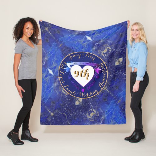 9th Wedding Anniversary Lapis Lazuli Color   Fleece Blanket