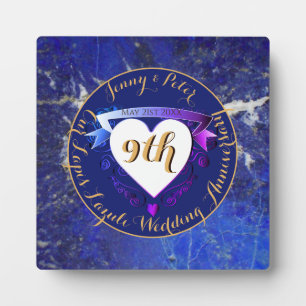 9th Wedding Anniversary Lapis Lazuli Color Plaque