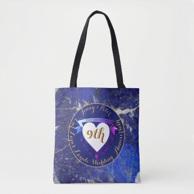 9th Wedding Anniversary Lapis Lazuli Color  Tote Bag (Front)